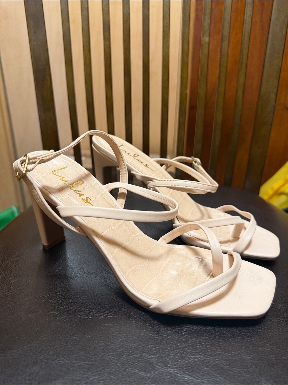 Lulu's Nude Strappy Block Heel Sandals